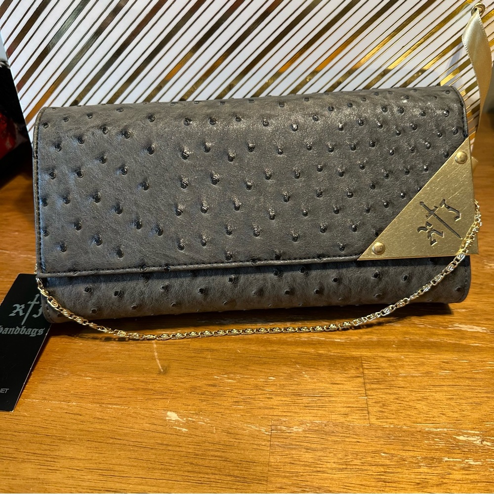 NWT Romeo & Juliet Couture Clutch Ostrich Vegan Leather